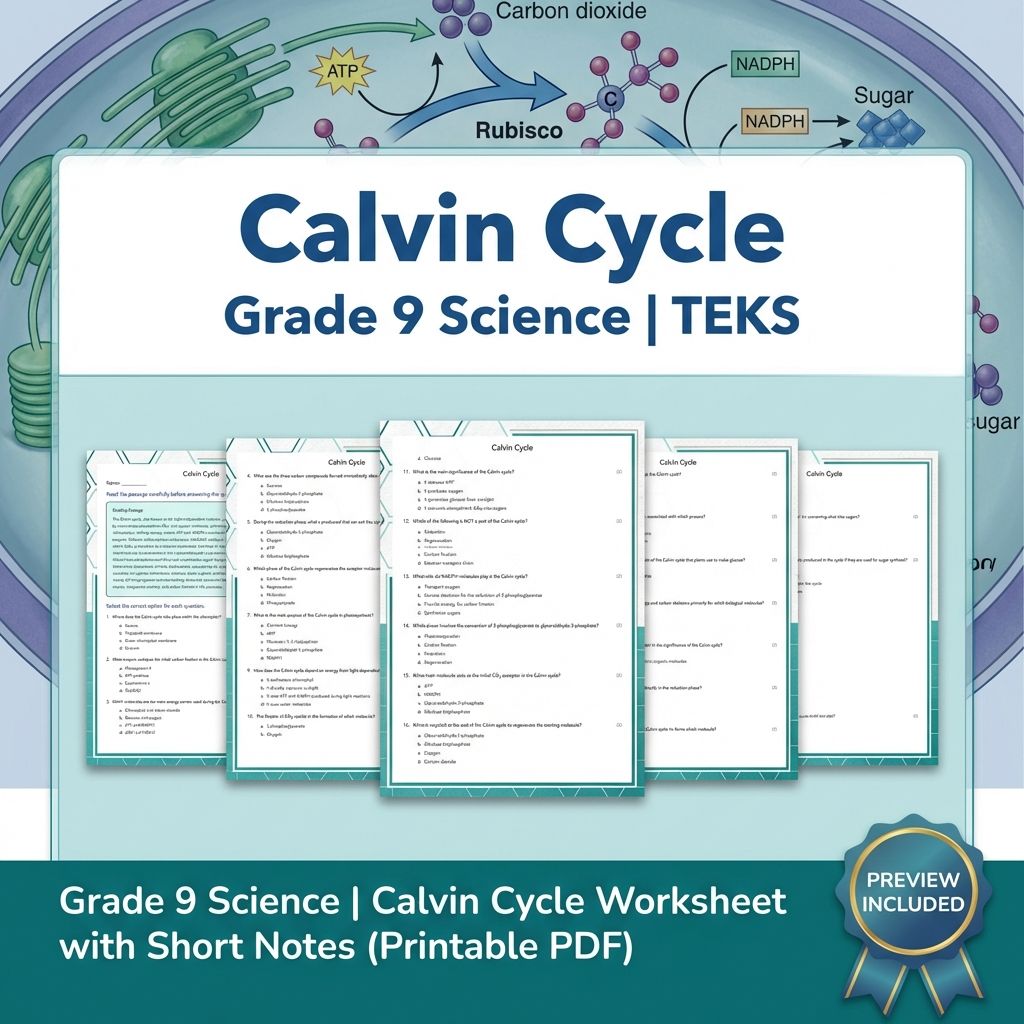 Grade 9 Science Worksheet Bundle: Cell Biology, Genetics & Ecology (Collection) — included worksheet 47