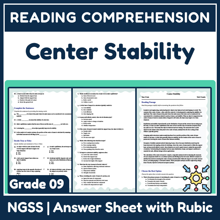 Grade 9 Science reading worksheets worksheet — 9th Grade Science | Center Stability Reading Worksheet & Answer Key (PDF) —…