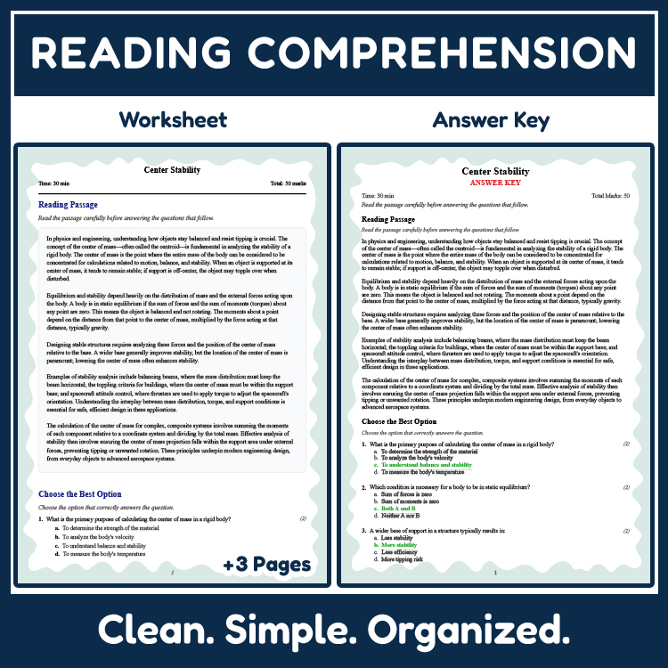 Grade 9 Science reading worksheets worksheet — 9th Grade Science | Center Stability Reading Worksheet & Answer Key (PDF) —…