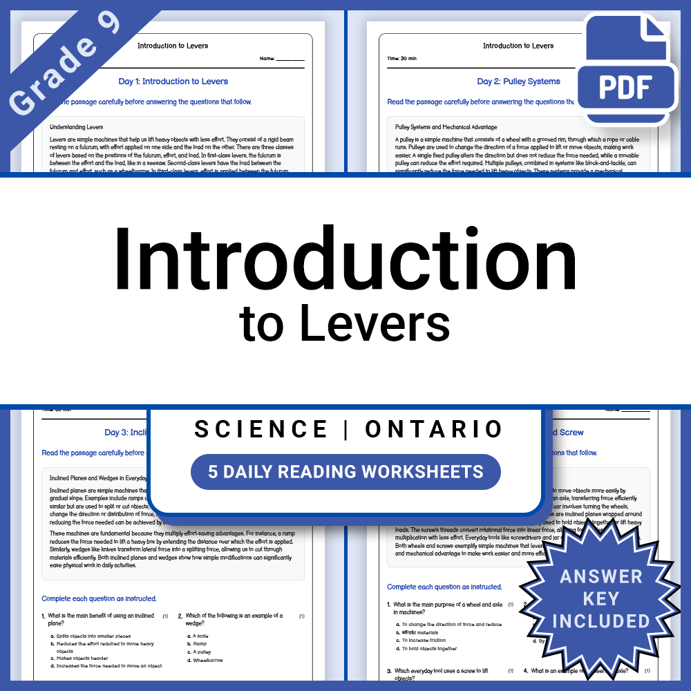 Grade 9 Science Lesson Group: Physics and Motion Worksheets Bundle — included worksheet 14