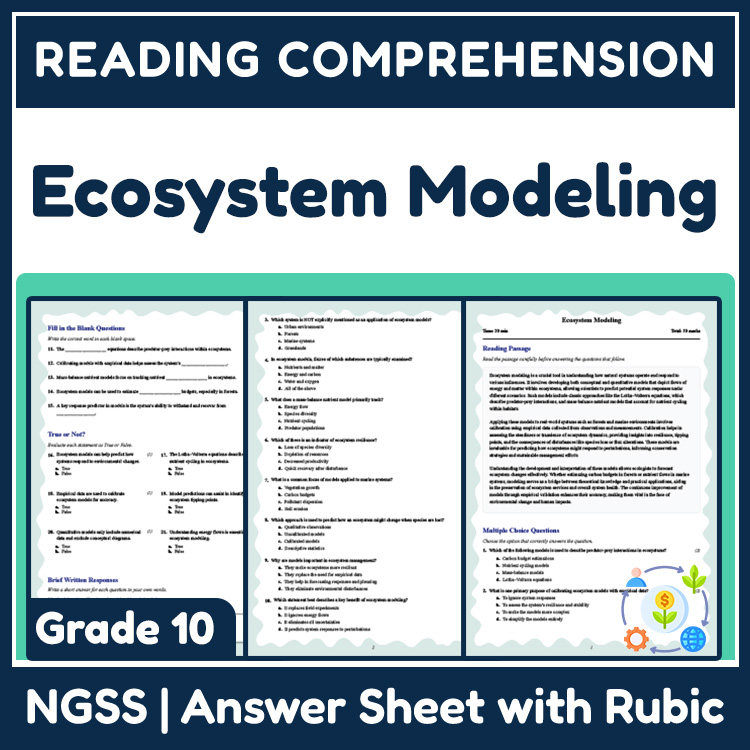 Grade 10 Science reading worksheets worksheet — 10th Grade Science | Ecosystem Modeling Reading Worksheet & Answer Key (PD…