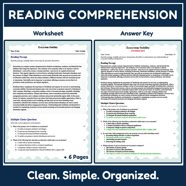 Grade 10 Science reading worksheets worksheet — 10th Grade Science | Ecosystem Stability Reading Worksheets (PDF + Rubric)…