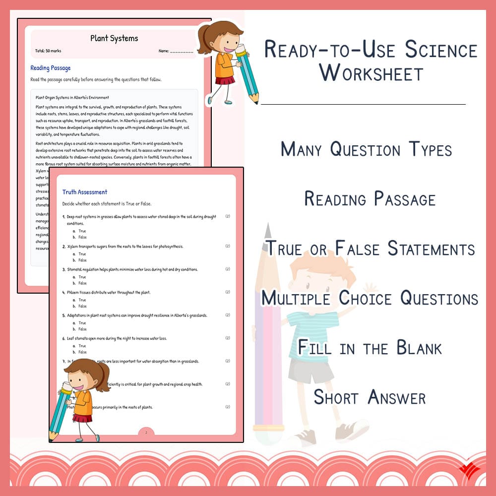 Grade 10 Science worksheet elena worksheet — Grade 10 Science | Plant Systems Worksheet | Alberta Standards — page 2