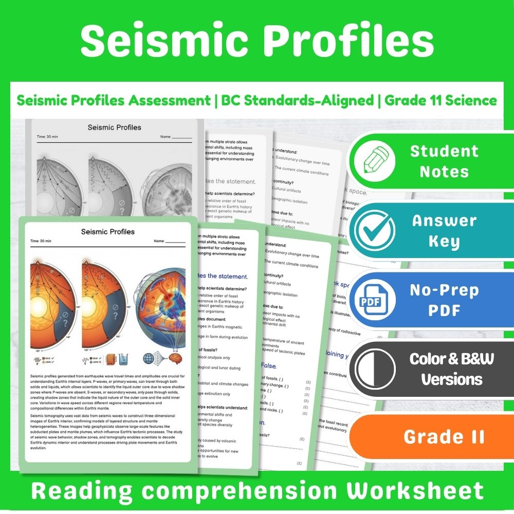 Grade 11 Science Assessment | Plate Tectonics BC Standards Mini Bundle — included worksheet 13