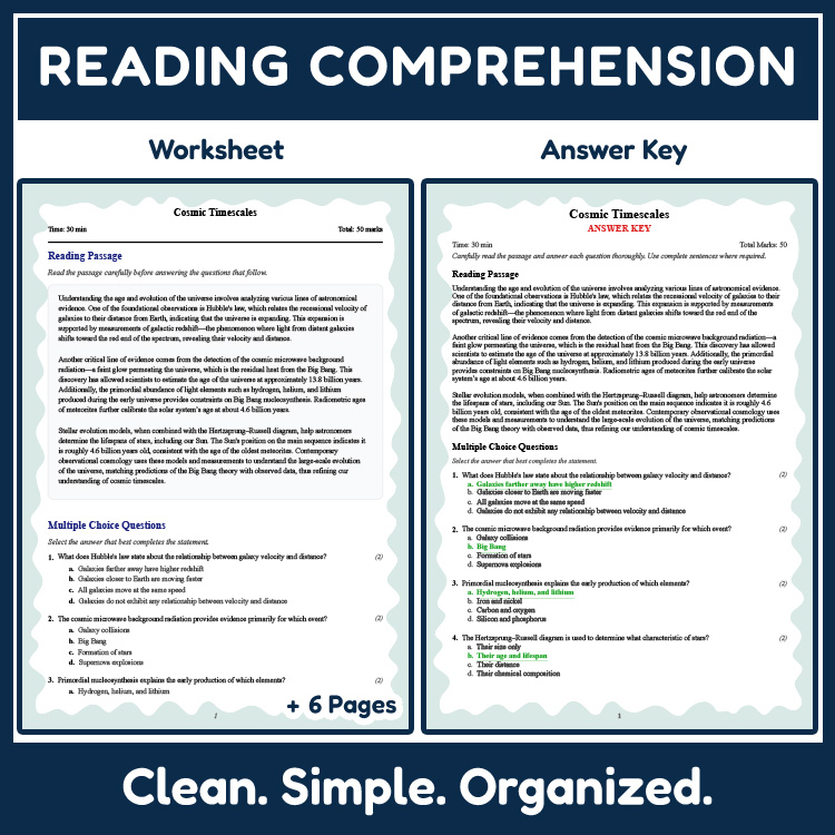 Grade 11 Science reading worksheets worksheet — 11th Grade Science | Cosmic Timescales Reading Worksheet (PDF + Answer Key…