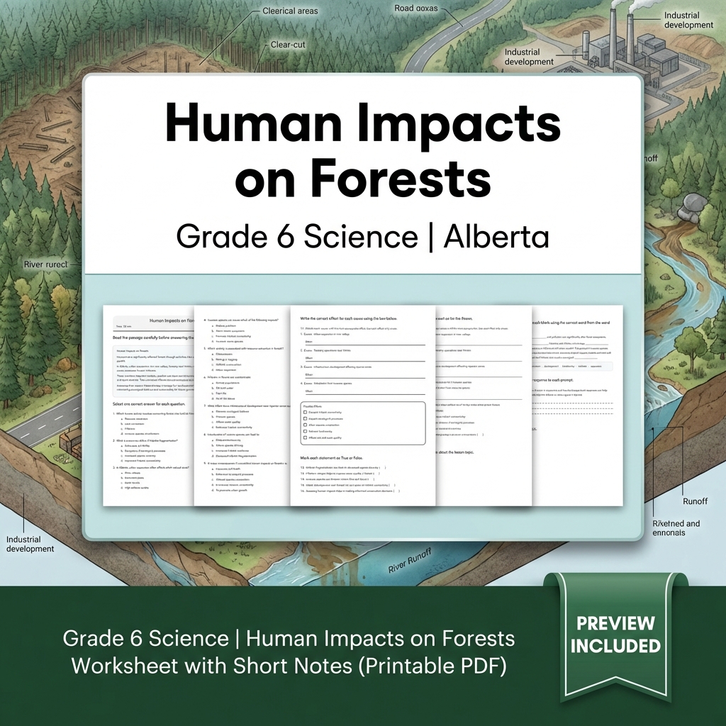 Grade 6 Science Alberta | 60-Worksheet Comprehensive Science Bundle  — included worksheet 56