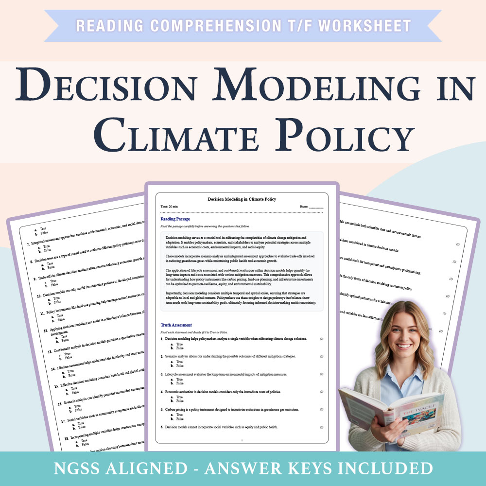 Grade 9 Science reading comprehensions true or false worksheet worksheet — 9th Grade Science |Decision Modeling in Climate…