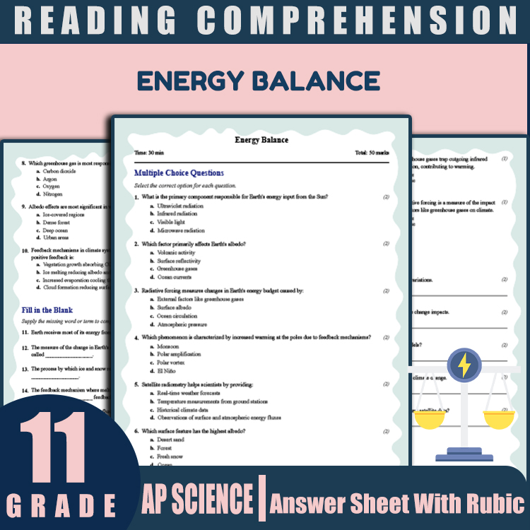 Grade 11 Science reading worksheets worksheet — Grade 11 Science | Energy Balance Reading Worksheet PDF with Rubric (Answe…