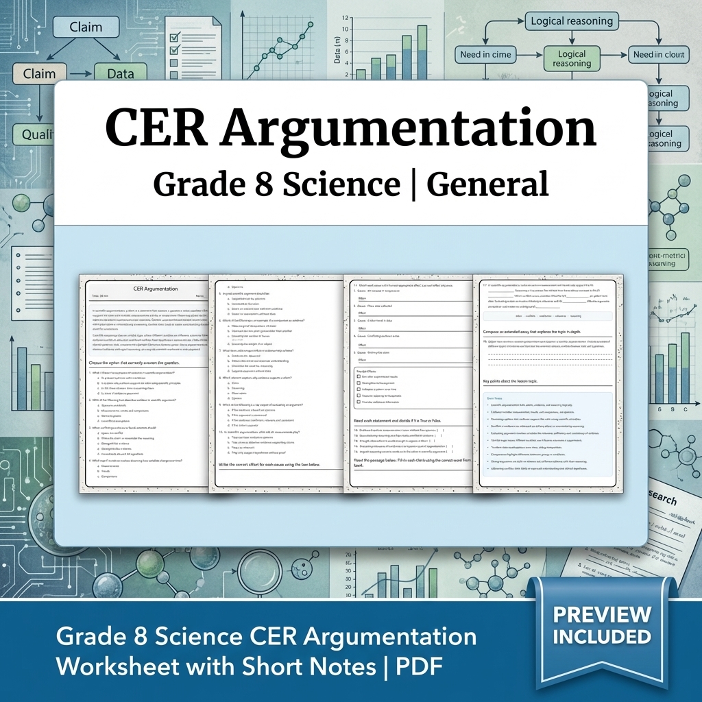 Grade 8 Science Data, Models & CER Full-Year Bundle: General Framework — included worksheet 36