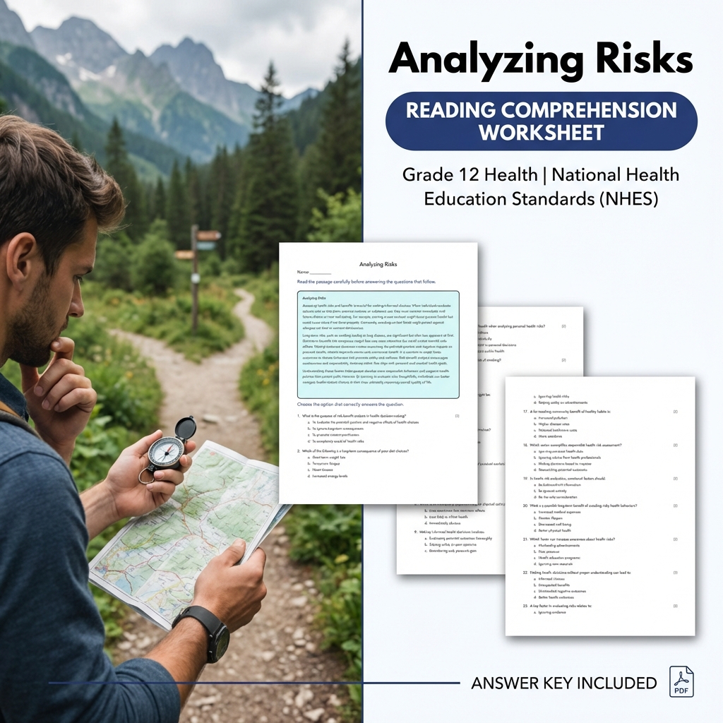 Analyzing Risks Health Worksheet | NHES Grade 12 Health Assessment