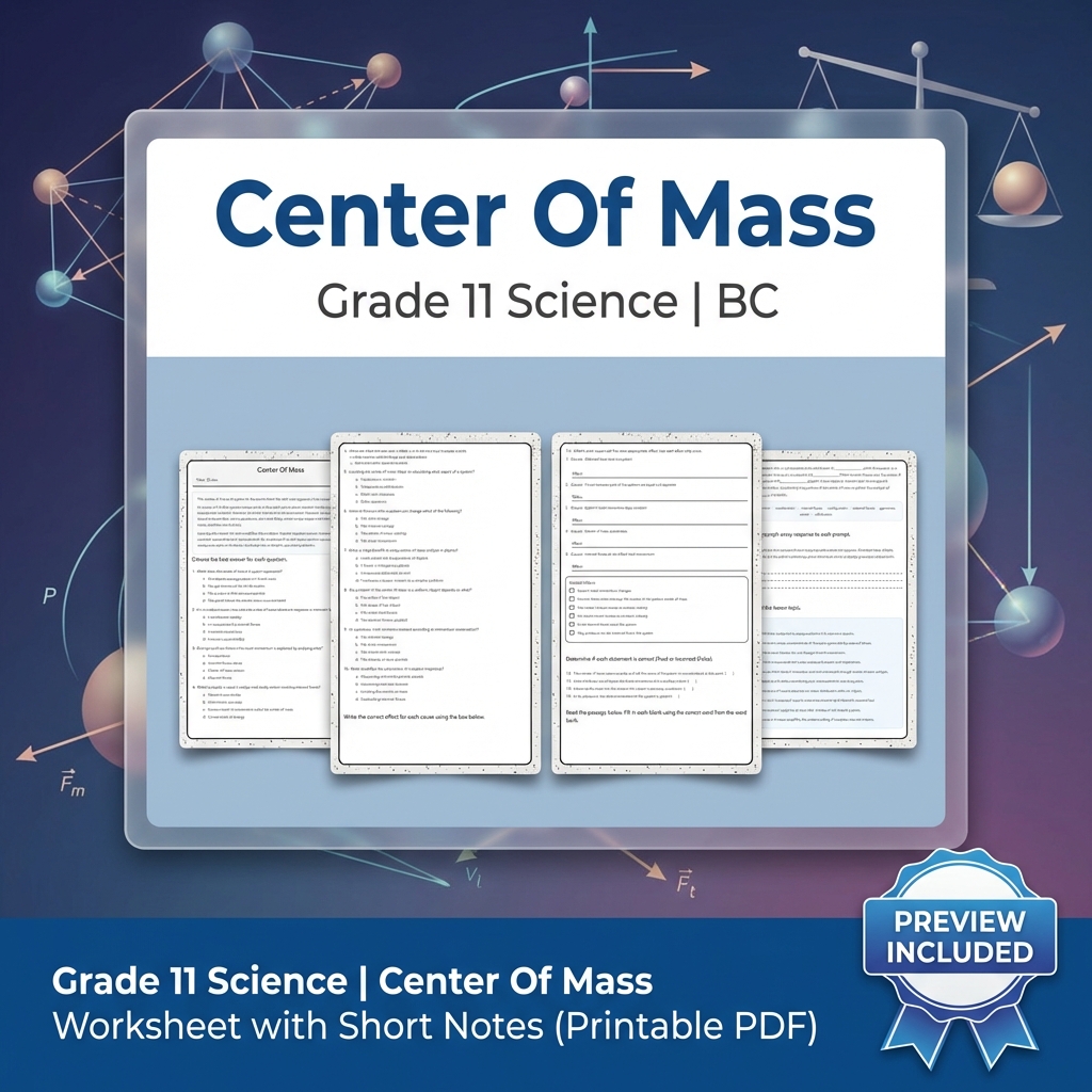 Grade 11 Science Lesson Bundle | Motion, Energy, and Forces Worksheets — included worksheet 14