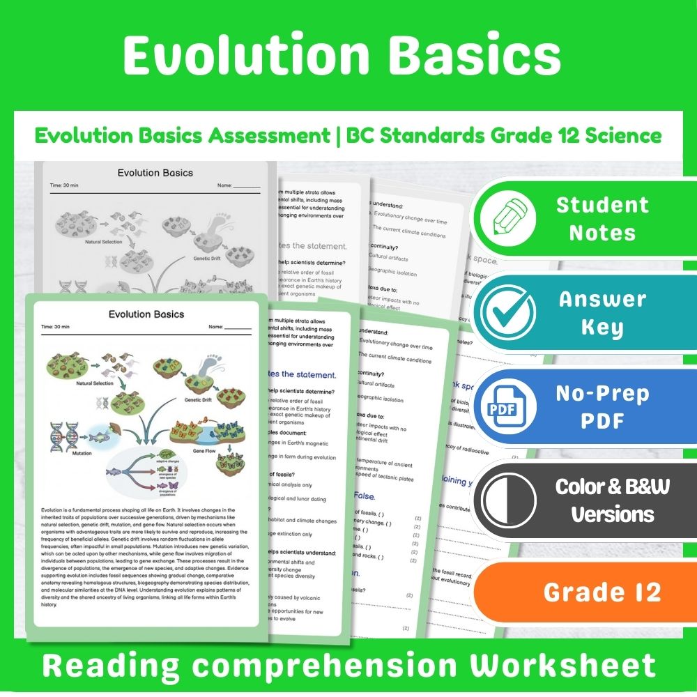 Grade 12 Science Mini Bundle – Genetics & Evolution Assessment Pack — included worksheet 13