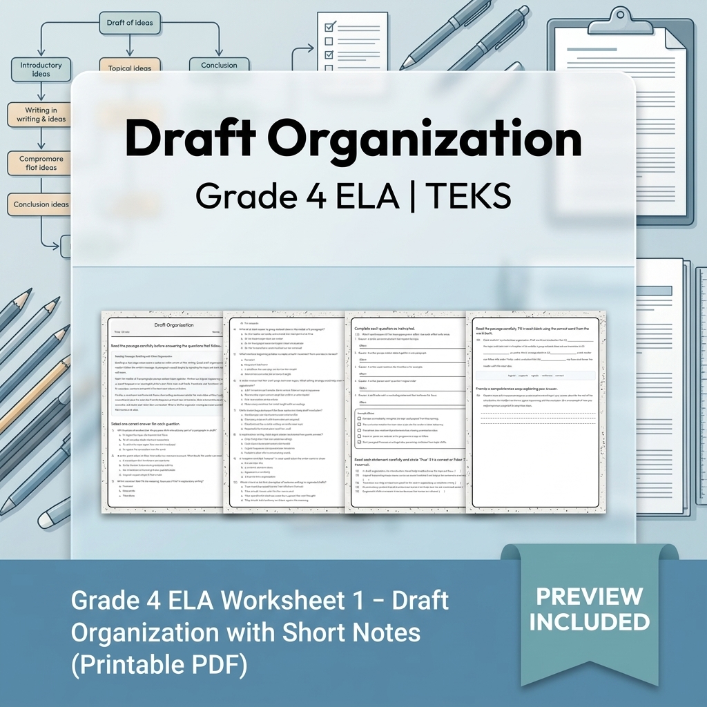 Grade 4 Drafting, Revising & Editing Writing ELA Lesson Bundle TEKS — included worksheet 7