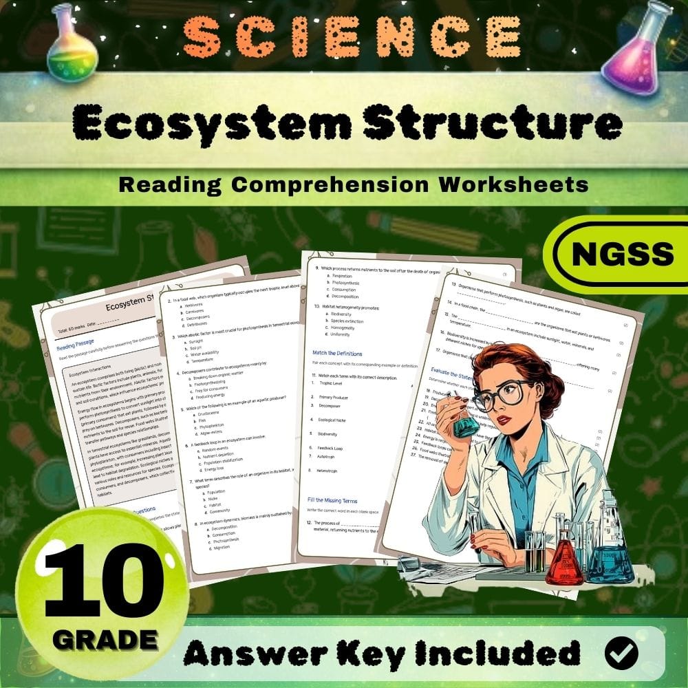 Grade 10 Science NGSS Bundle | Worksheets for Earth, Life & Physical Sciences — included worksheet 57