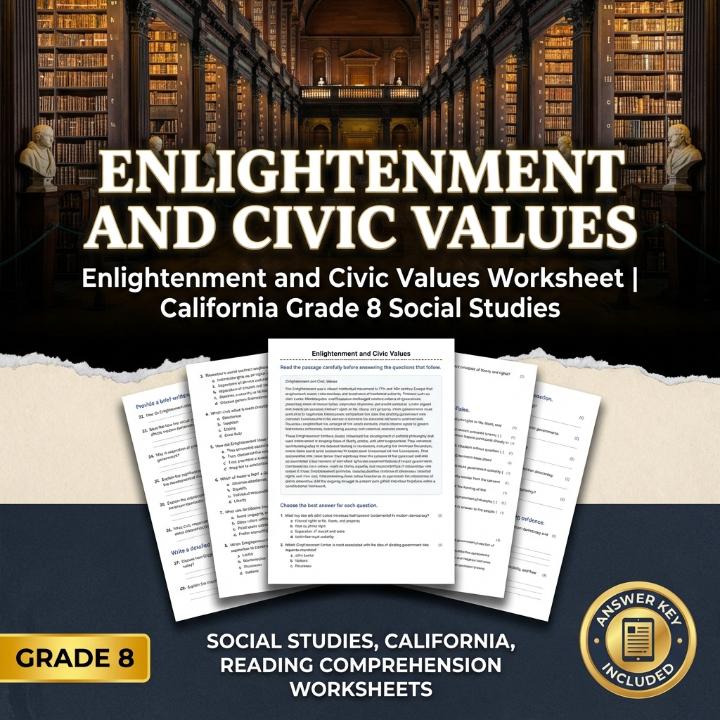 Enlightenment and Civic Values Worksheet | California Grade 8 Social Studies