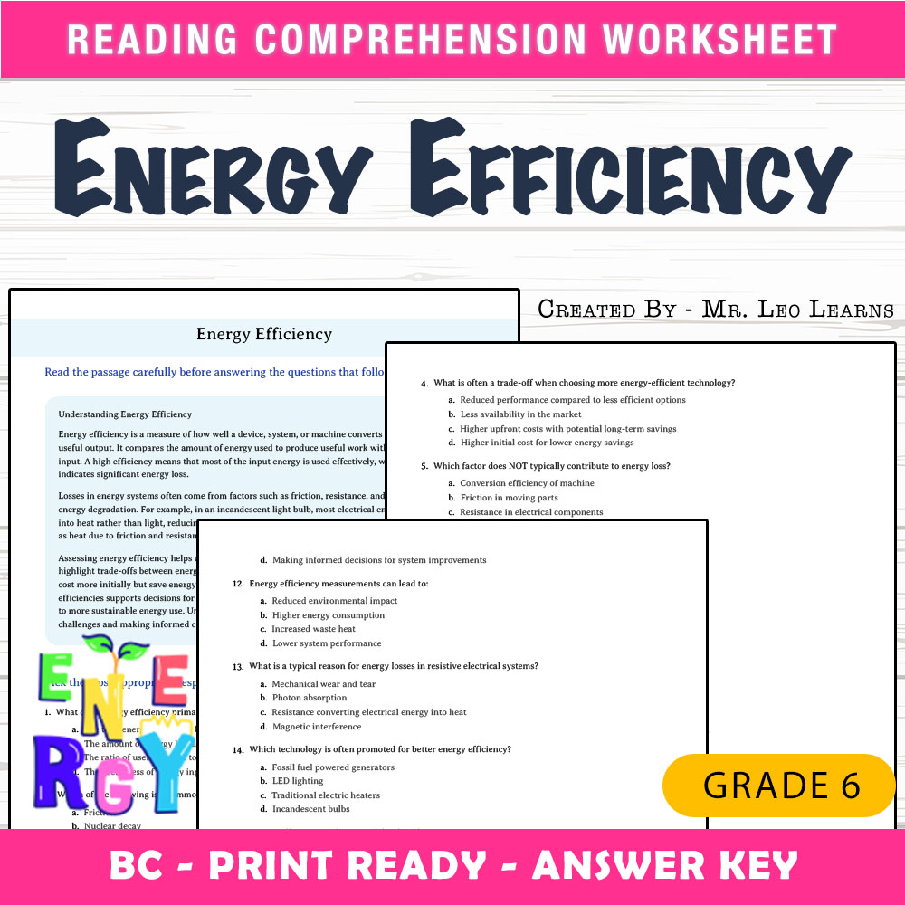 Grade 6 Science worksheet mcq paper worksheet — Grade 6 Science — Worksheet MCQ Paper for Mastering Energy Efficiency — pa…