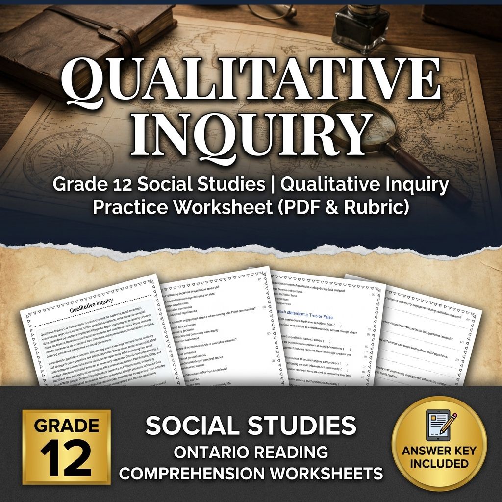 Grade 12 Social Studies | Qualitative Inquiry Practice Worksheet (PDF & Rubric)