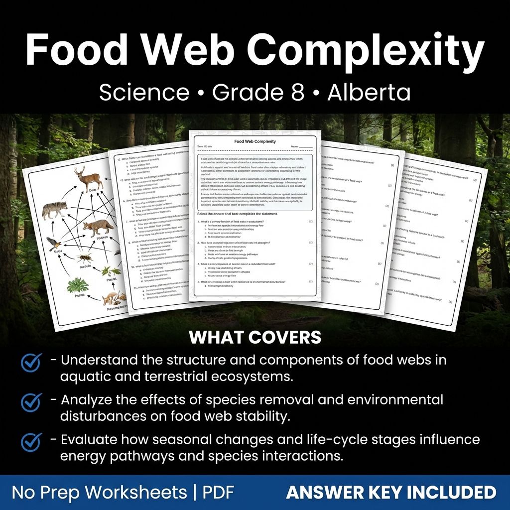 Food Web Complexity Worksheet | Grade 8 Science | Alberta Standards
