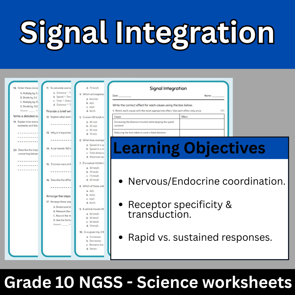 Grade 10 Science | Signal Integration Worksheet (NGSS Aligned + PDF)