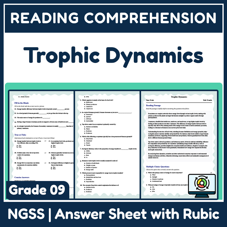Grade 9 Science reading worksheets worksheet — 9th Grade Science | Trophic Dynamics Reading Worksheet with Answer Key (PDF…