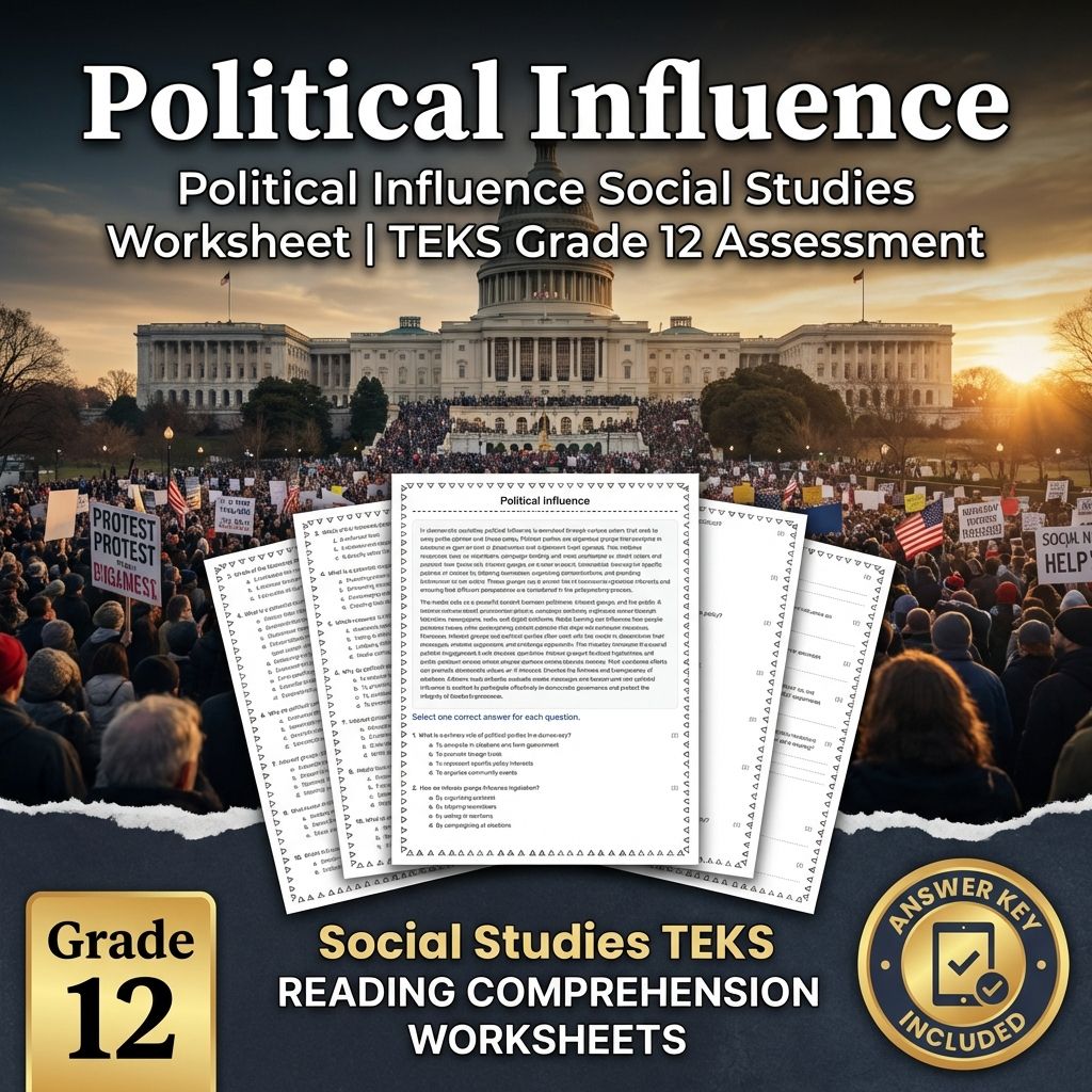 Political Influence Social Studies Worksheet | TEKS Grade 12 Assessment