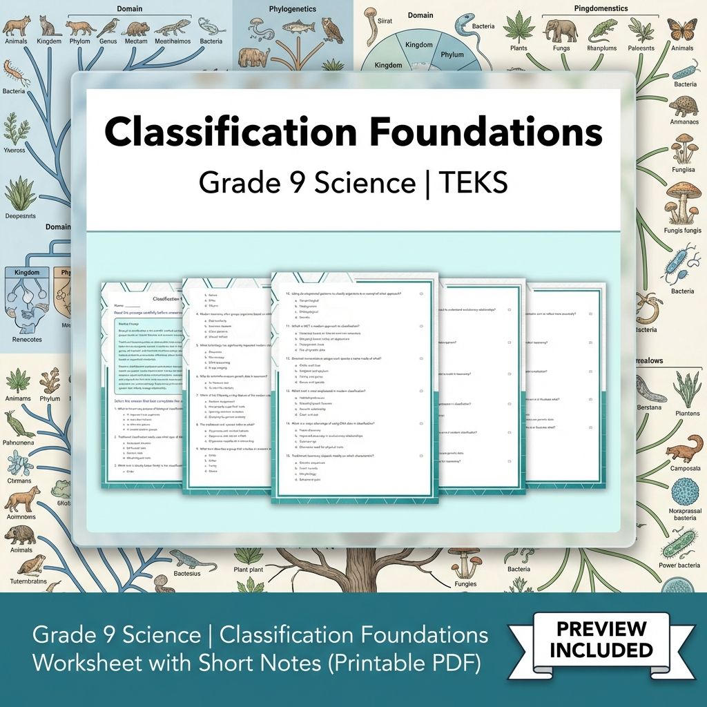 Grade 9 Science Worksheet Bundle: Cell Biology, Genetics & Ecology (Collection) — included worksheet 48