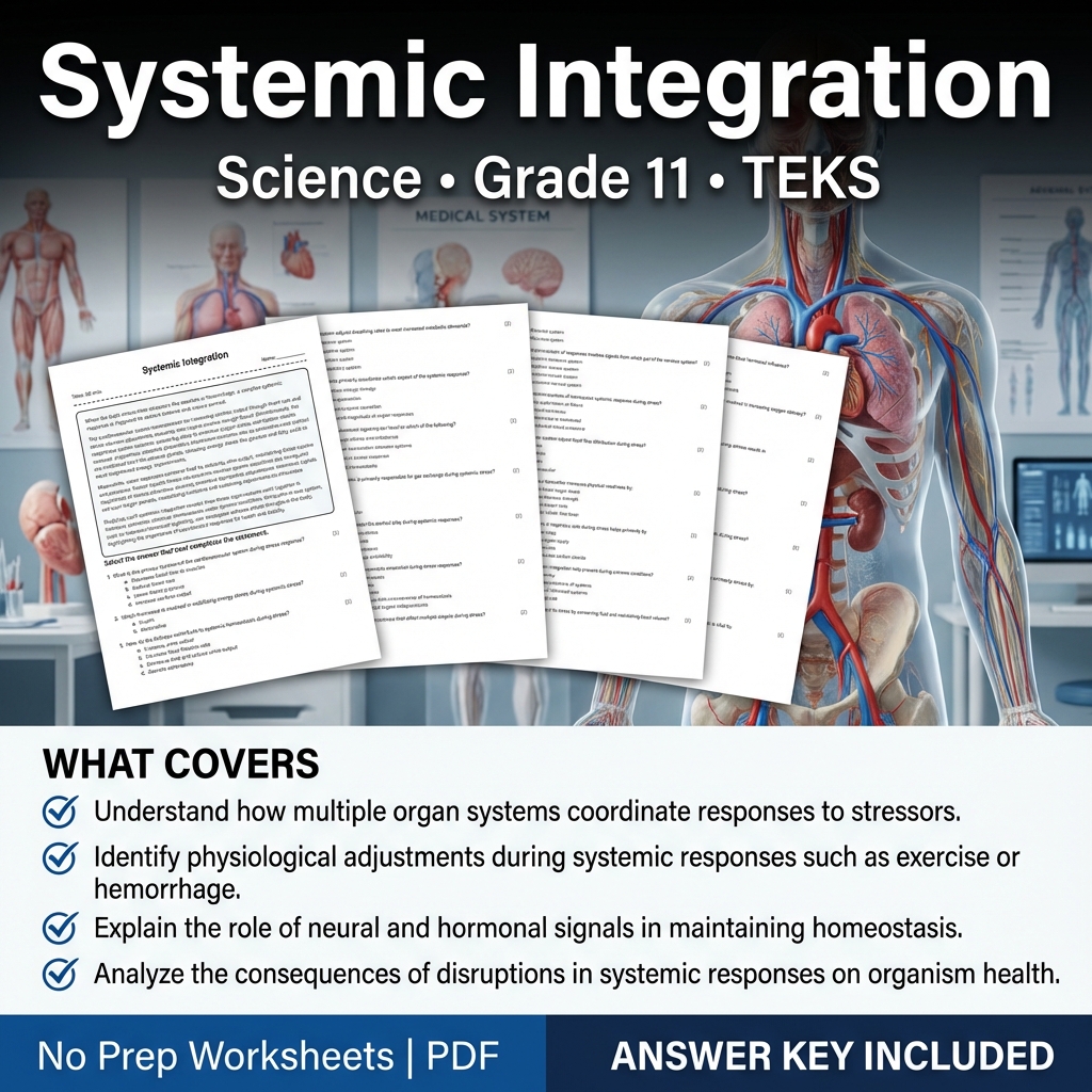 Systemic Integration Worksheet for Grade 11 Science | TEKS-Aligned Practice
