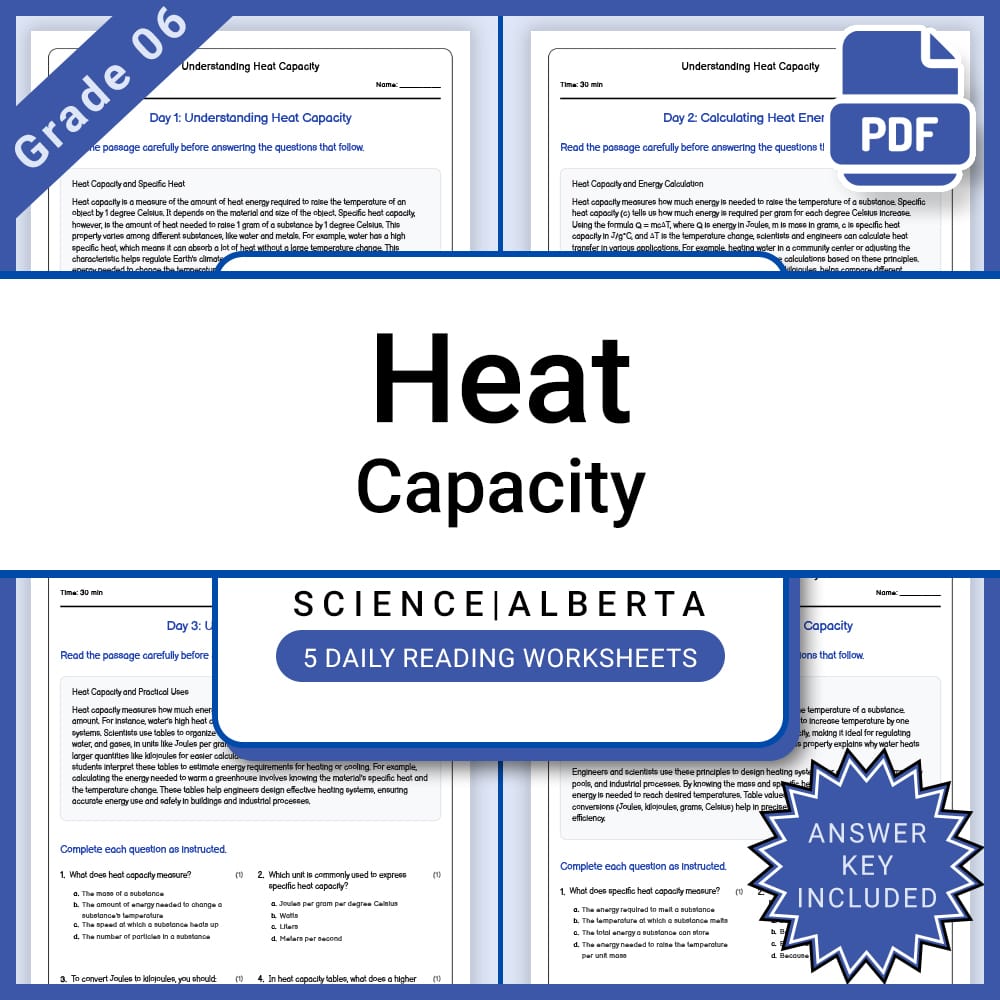 Grade 7 Science Lesson Bundle | Thermal Energy and Systems Alberta Framework — included worksheet 13