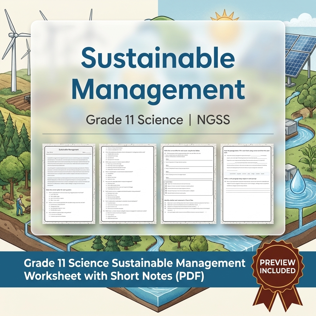 Grade 11 Science NGSS Worksheet Bundle – Ecosystem, Genetics & Physics Topics — included worksheet 49