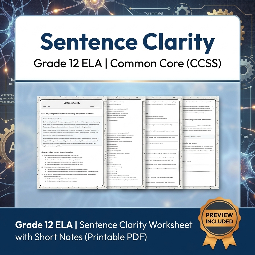 Grade 12 ELA Evidence-Based Reading & Writing Full-Year Bundle (CCSS) — included worksheet 37