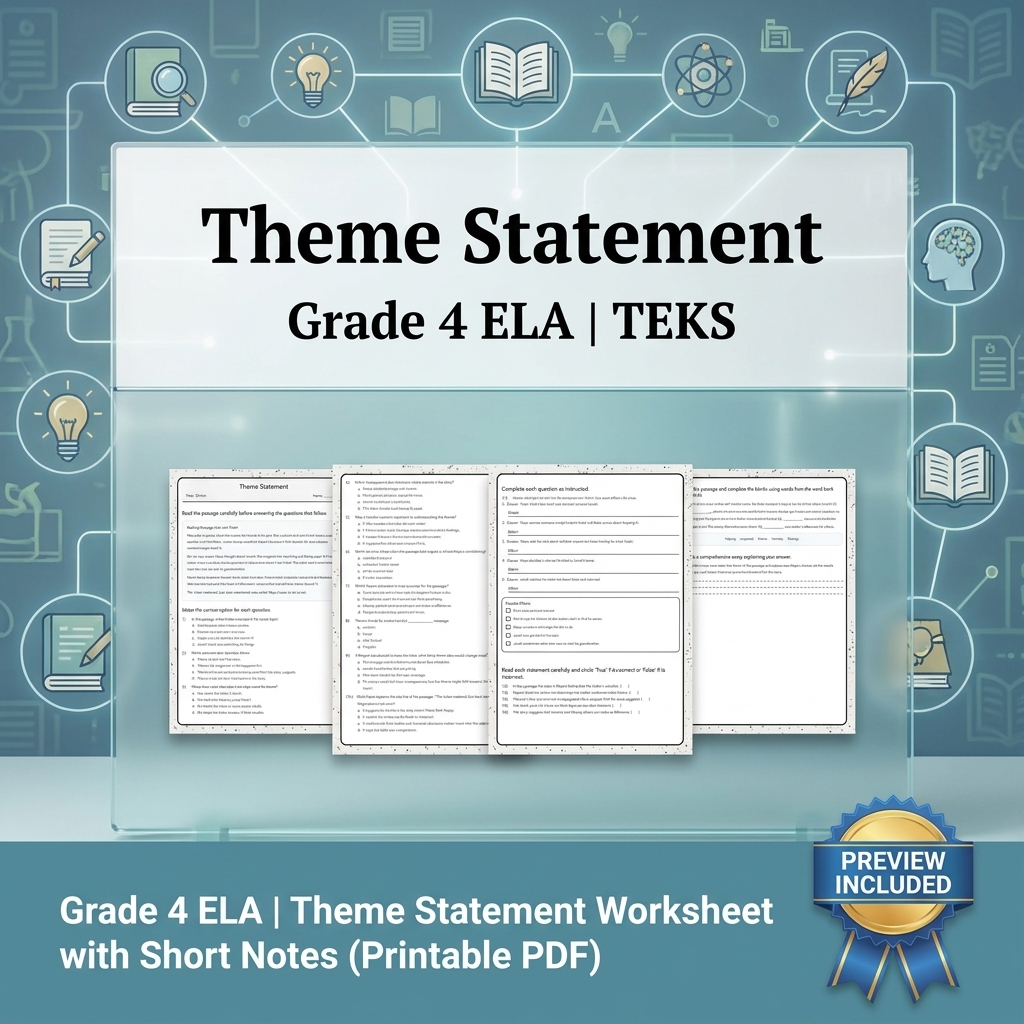 Grade 4 Literary Analysis and Character Development ELA Lesson Bundle - TEKS — included worksheet 7