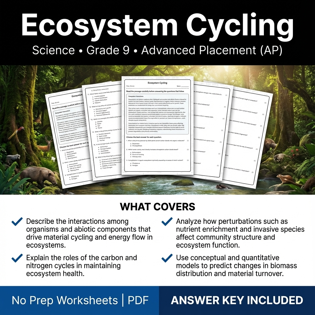 Grade 9 Science Worksheets Bundle | Physics, Earth Science & Biology  — included worksheet 44