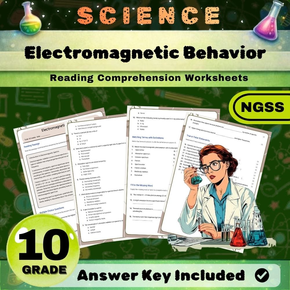 Grade 10 Science NGSS Bundle | Worksheets for Earth, Life & Physical Sciences — included worksheet 58