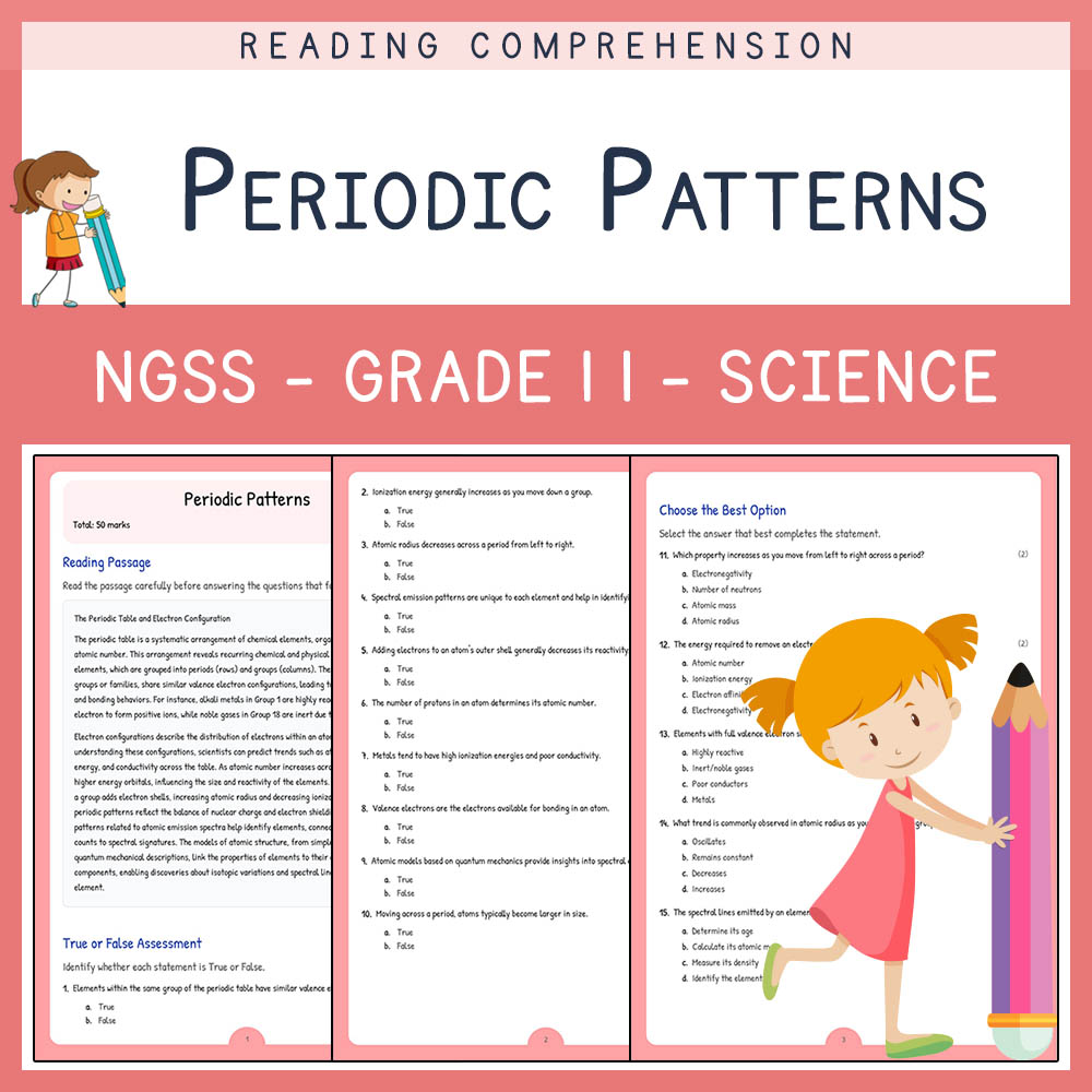 Grade 11 Science worksheet worksheet — Grade 11 Science | Periodic Patterns Worksheet & Answer Key - NGSS Aligned (PDF) —…