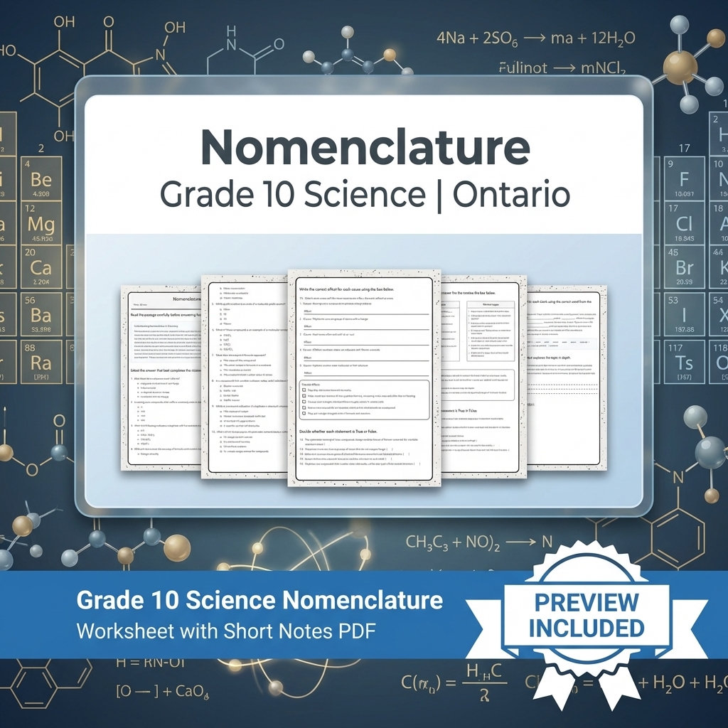 Grade 10 Science Lesson Group Bundle with Ontario Framework — included worksheet 10