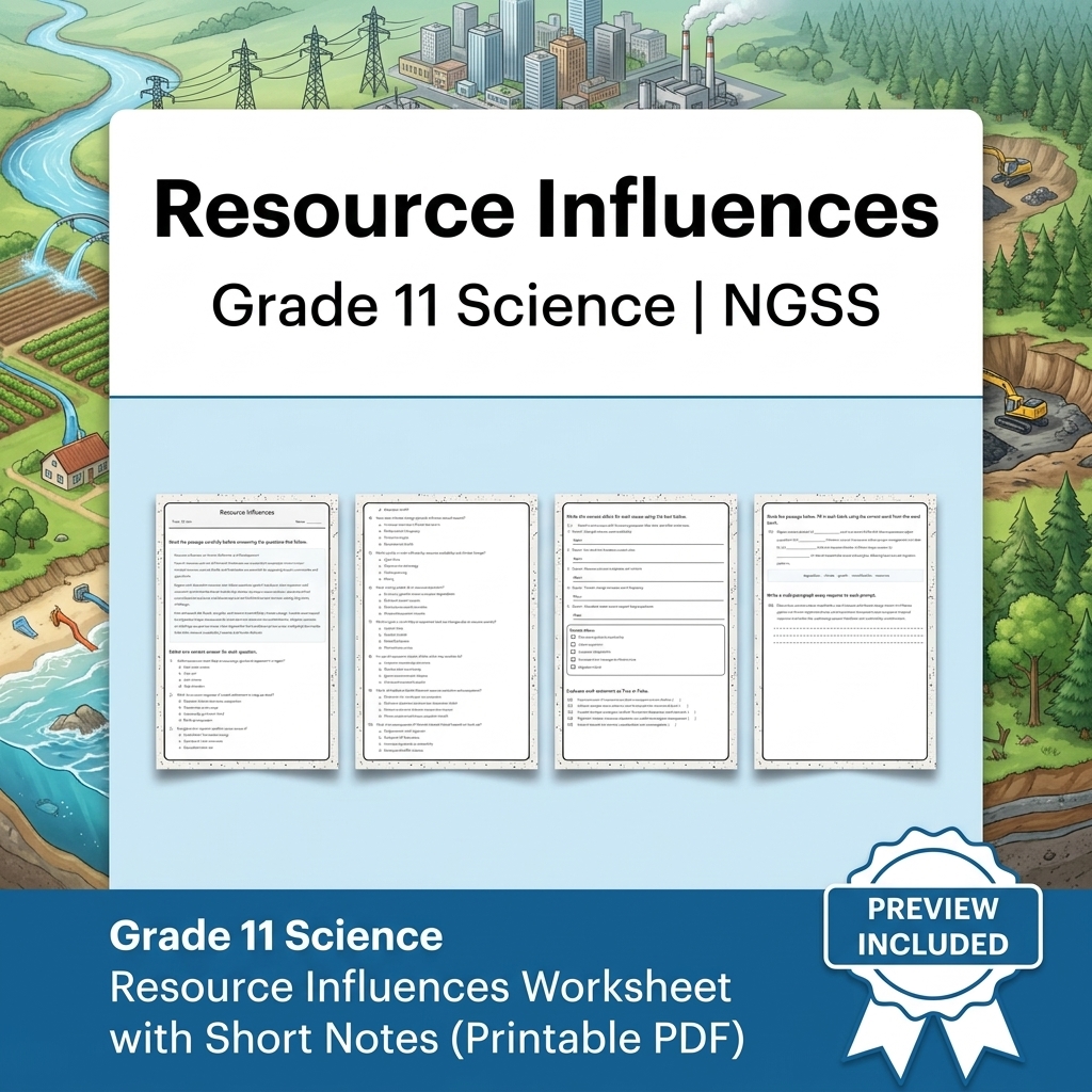 Grade 11 Science NGSS Worksheet Bundle – Ecosystem, Genetics & Physics Topics — included worksheet 51