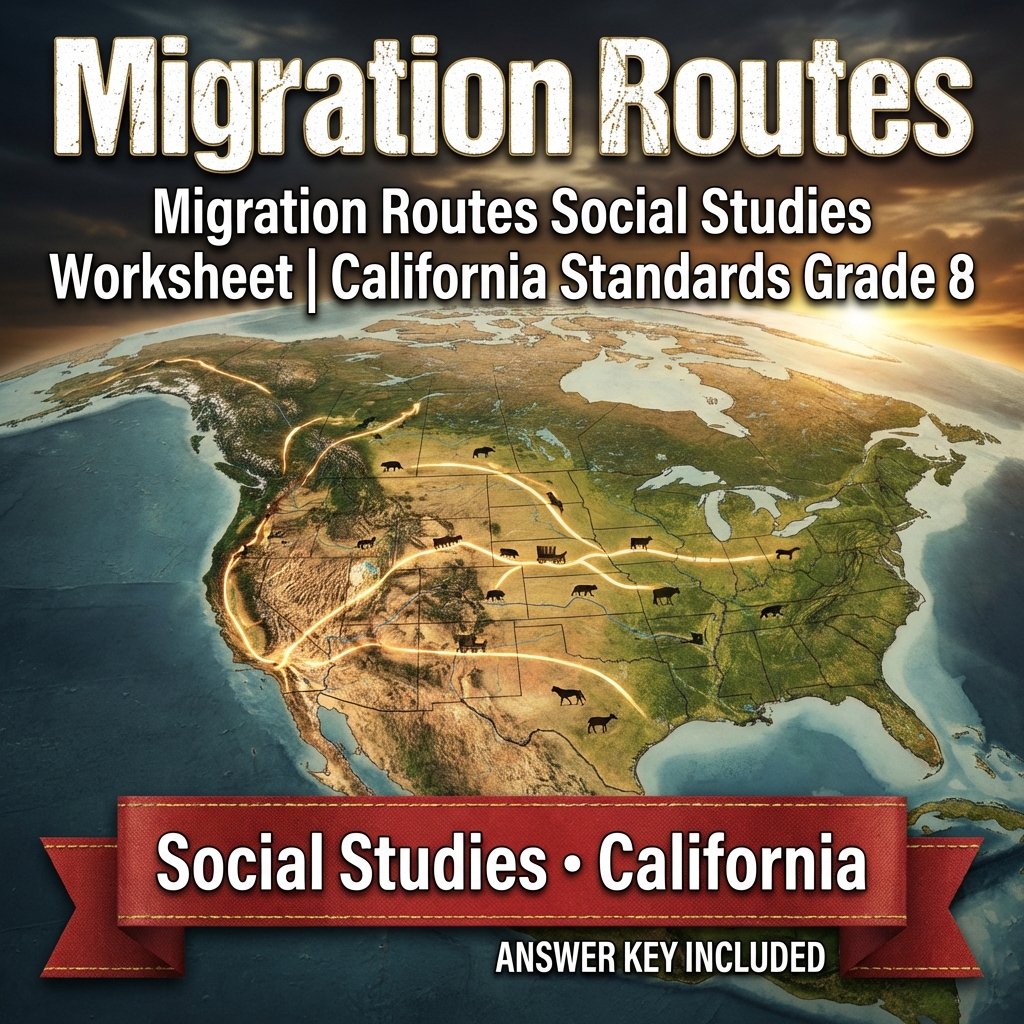 Migration Routes Social Studies Worksheet | California Standards Grade 8