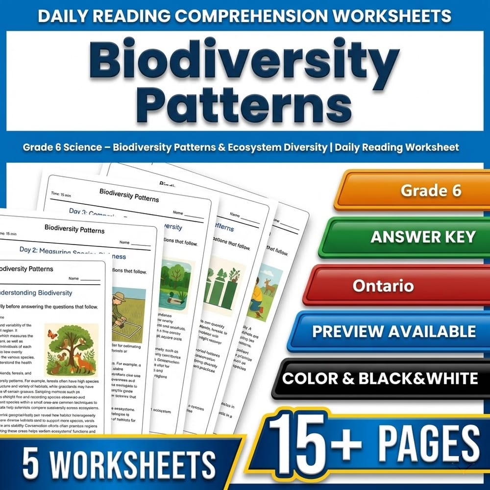 Grade 6 Science Full Year Bundle – Ontario Daily Reading Worksheets — included worksheet 52