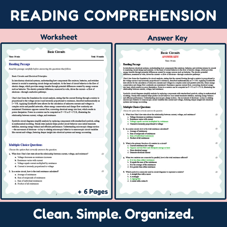 Grade 11 Science reading worksheets worksheet — 11th Grade Science | Basic Circuits Reading Worksheet (PDF + Rubric) — page 2