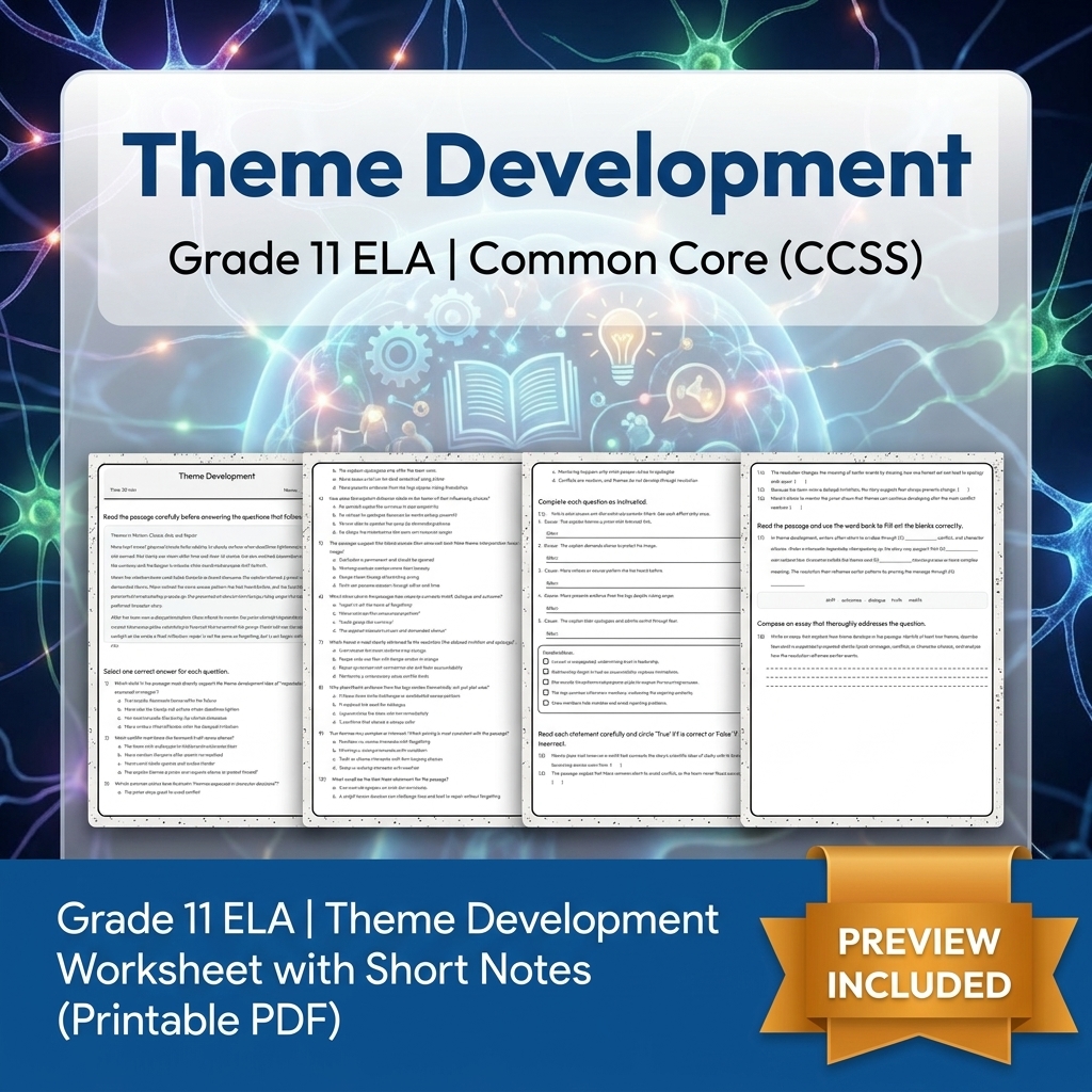 Grade 11 ELA Text Analysis and Writing Full-Year Bundle: Common Core (CCSS) — included worksheet 39