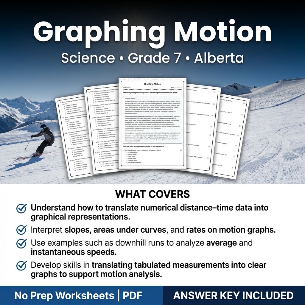 Grade 7 Science Worksheet on Graphing Motion | Alberta Standards