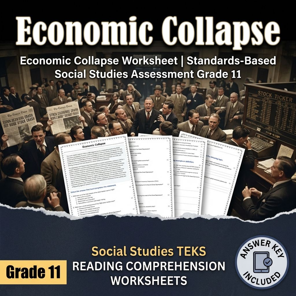 Economic Collapse Worksheet | Standards-Based Social Studies Assessment Grade 11