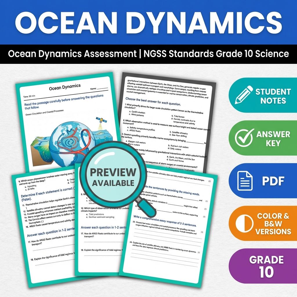 Grade 10 Science | Geologic and Ocean Assessment Mini Bundle (NGSS Aligned) — included worksheet 6