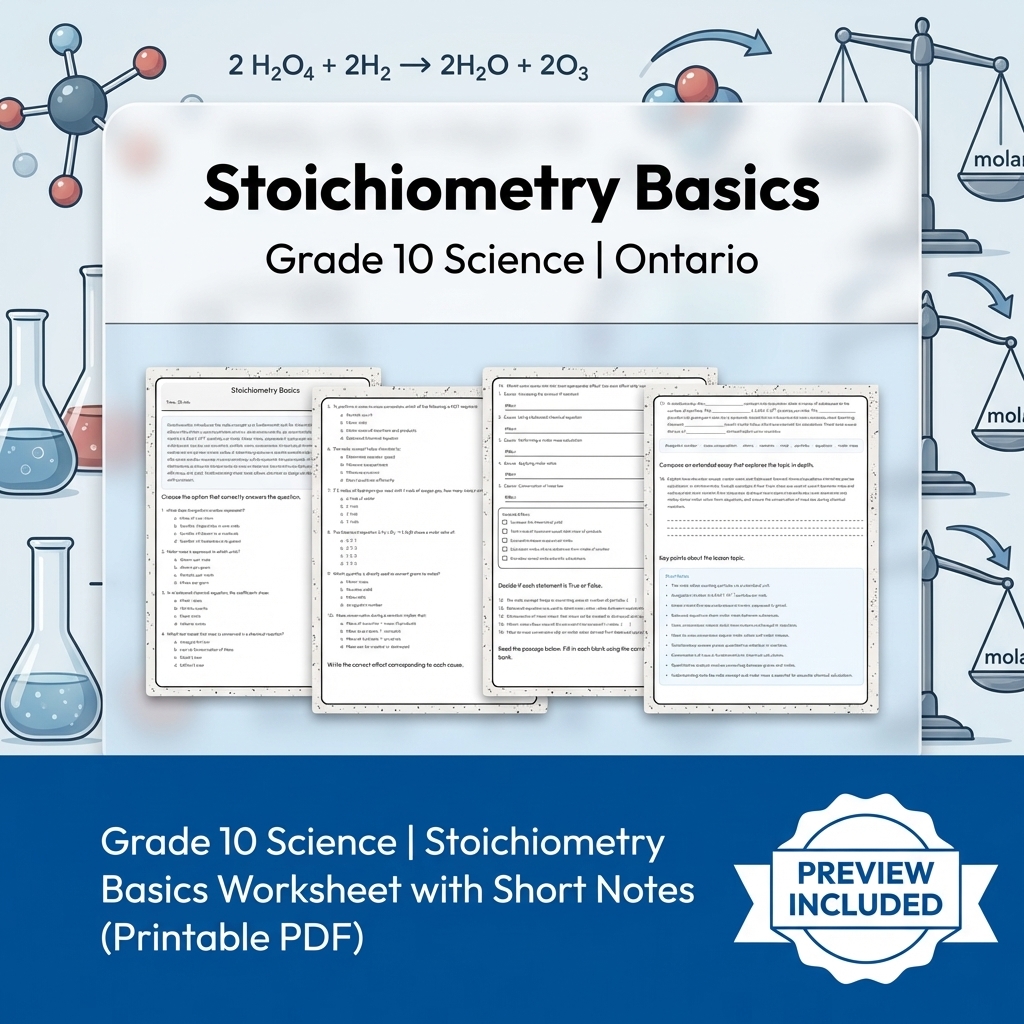 Grade 10 Science Lesson Group Bundle with Ontario Framework — included worksheet 11