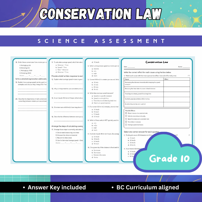 Grade 10 Science | Conservation Law Worksheet (Worksheet + Answer Key) PDF