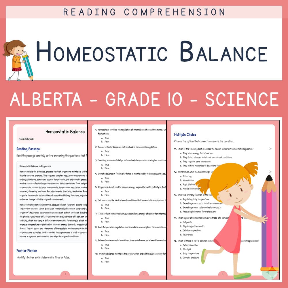 Grade 10 Science worksheet elena worksheet — Grade 10 Science | Homeostatic Balance Worksheet | Alberta Standards — page 1