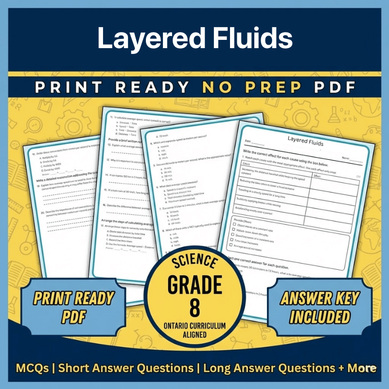 Grade 8 Science | Layered Fluids Worksheets (Ontario) (PDF)