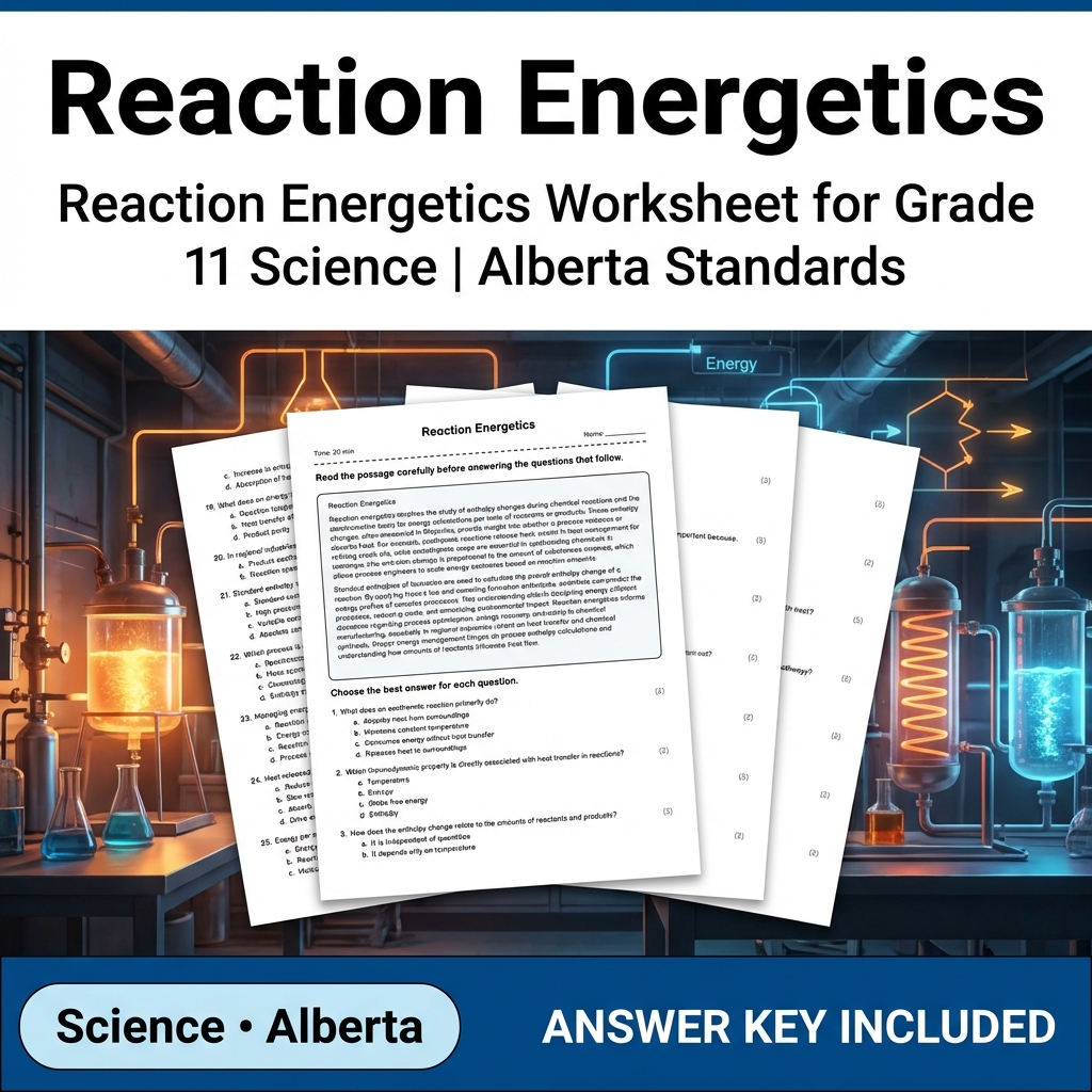 Reaction Energetics Worksheet for Grade 11 Science | Alberta Standards