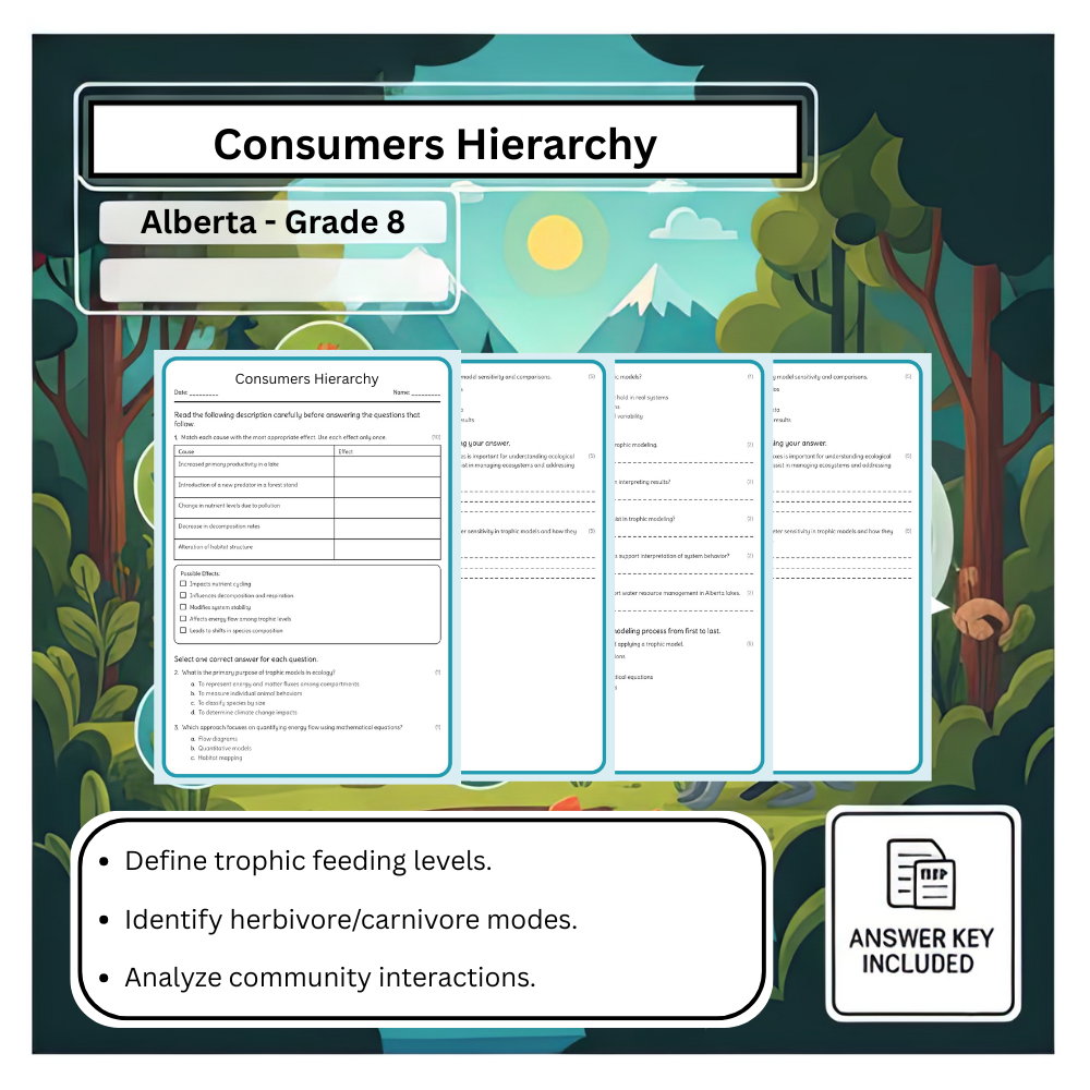 Grade 8 Science – Consumers Hierarchy Worksheet (PDF) – Alberta Standards