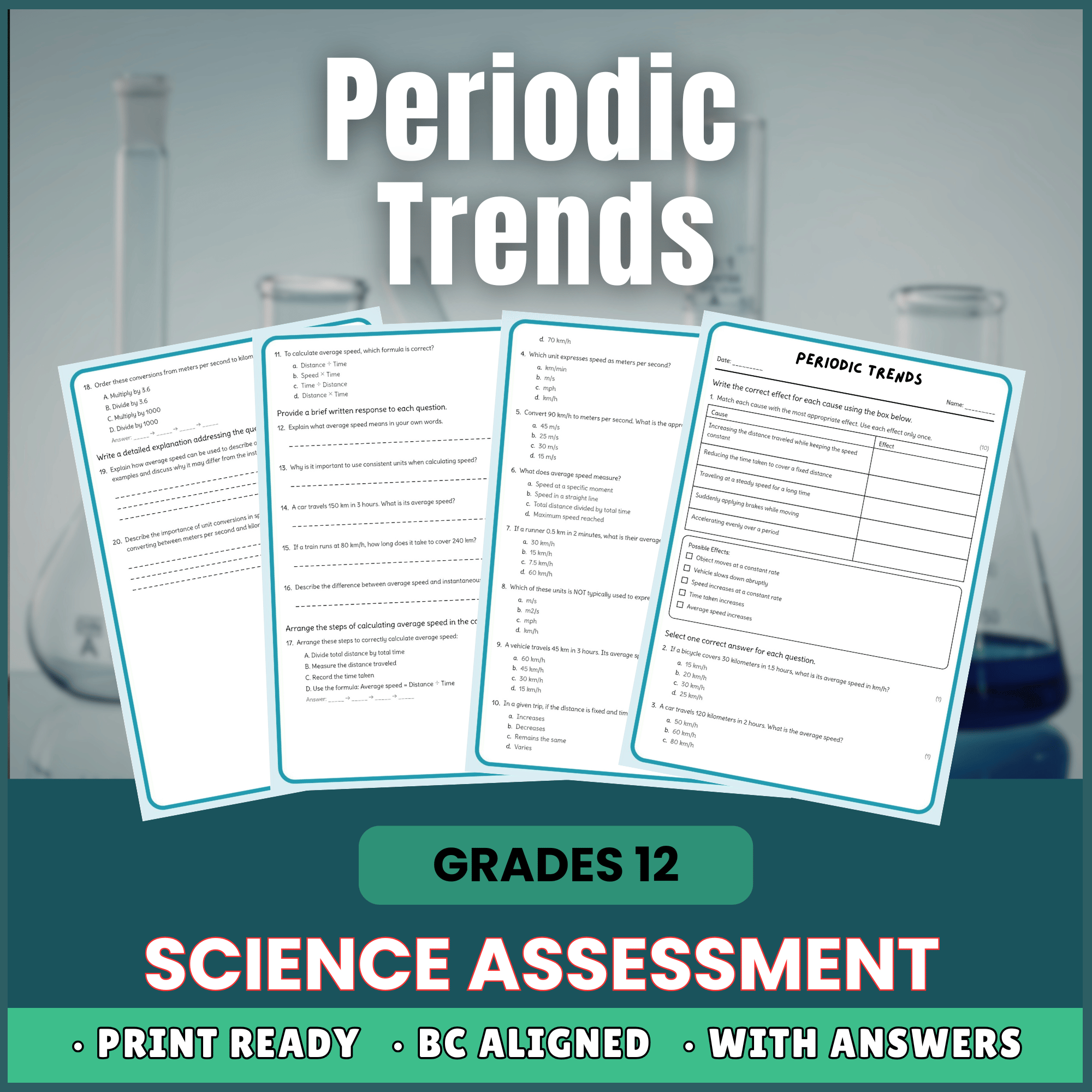 Grade 12 Science | Periodic Trends Worksheet (Answer Key) - BC Standard